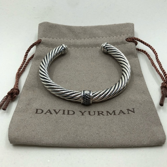 David Yurman Black Diamond Station Cable Cuff 7mm - Picture 2 of 7